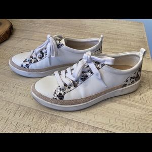 Vionic Winny Snake Leopard Print Leather Jute Detail Sneakers